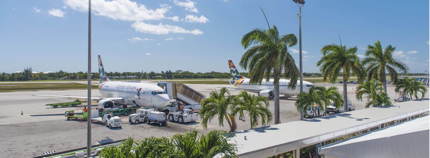 Cayman Airways planes at Owen Roberts Airport