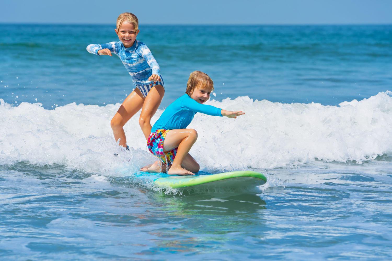 Children surfing