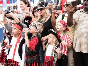 Children and adults dressed up for pirates week