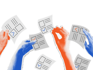 Hands with ballot papers