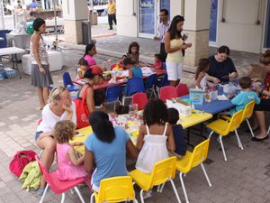 Kids doing arts and crafts in the Cayman Islands