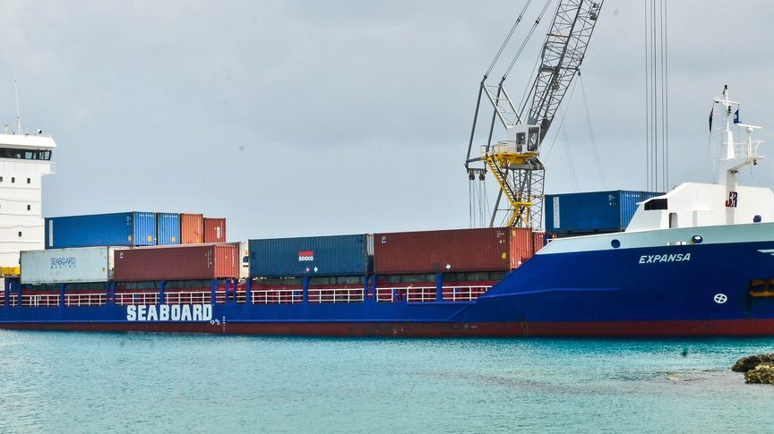 Freight container in george town harbour