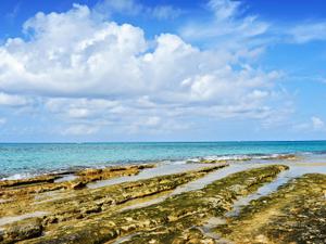 Ironshore blue sky beach