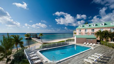 Ocean view of pool and dock of carib sands