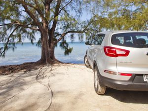 Silver kia sportage parked at governors beach